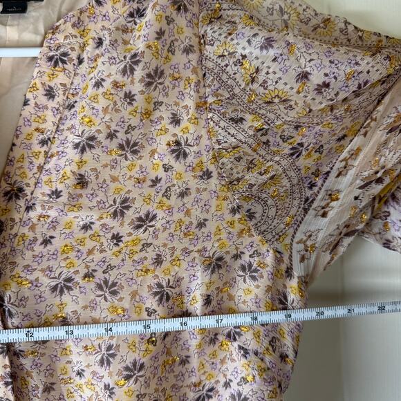 ANN TAYLOR Sz Large Women’s Gold details Sleeve Midi Dress - Picture 12 of 13